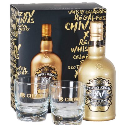 W. Chivas Regal Xv Gold x 750 ML Est + 2 Vasos